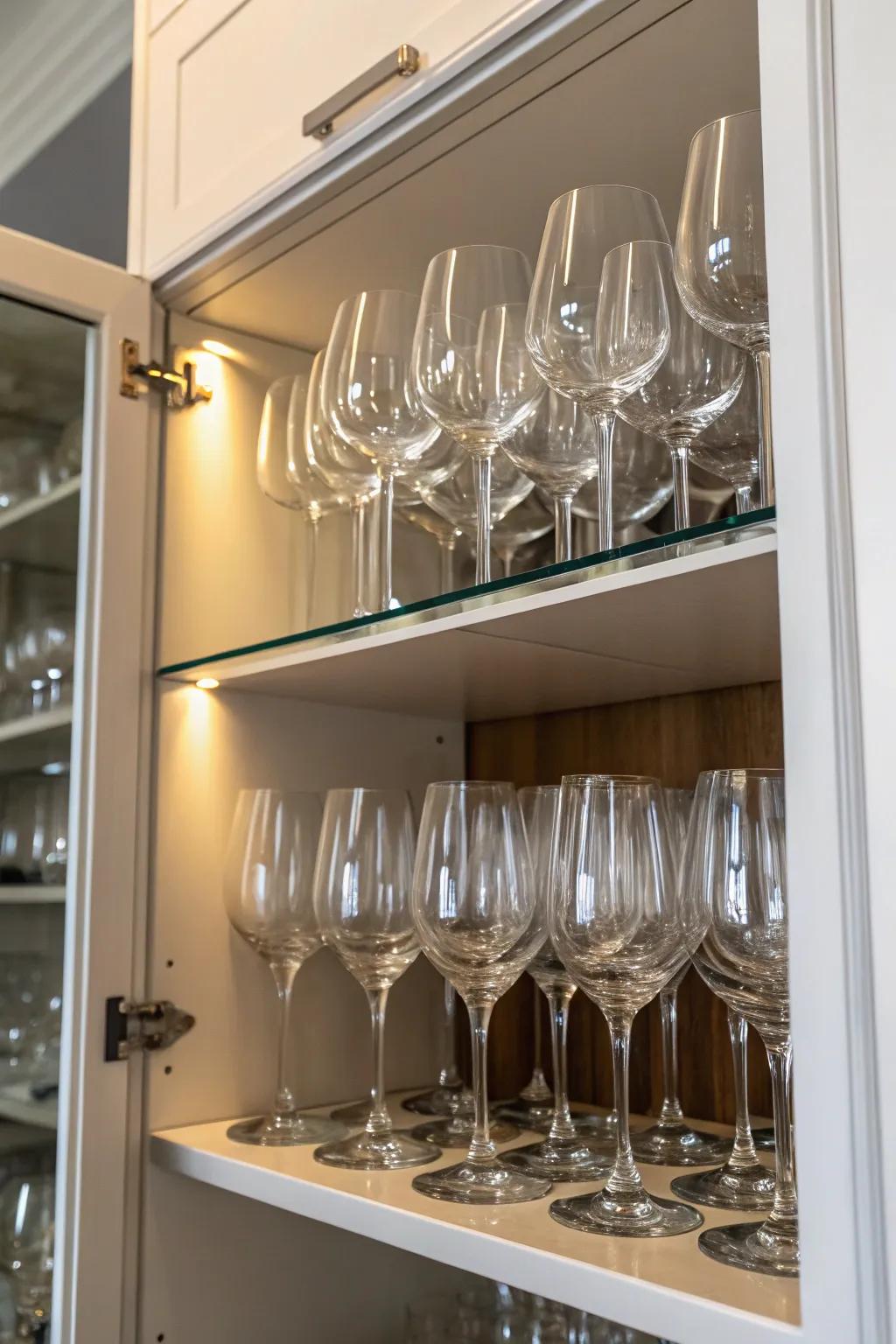 Nesting glasses is a clever way to get the most out of cupboard space.