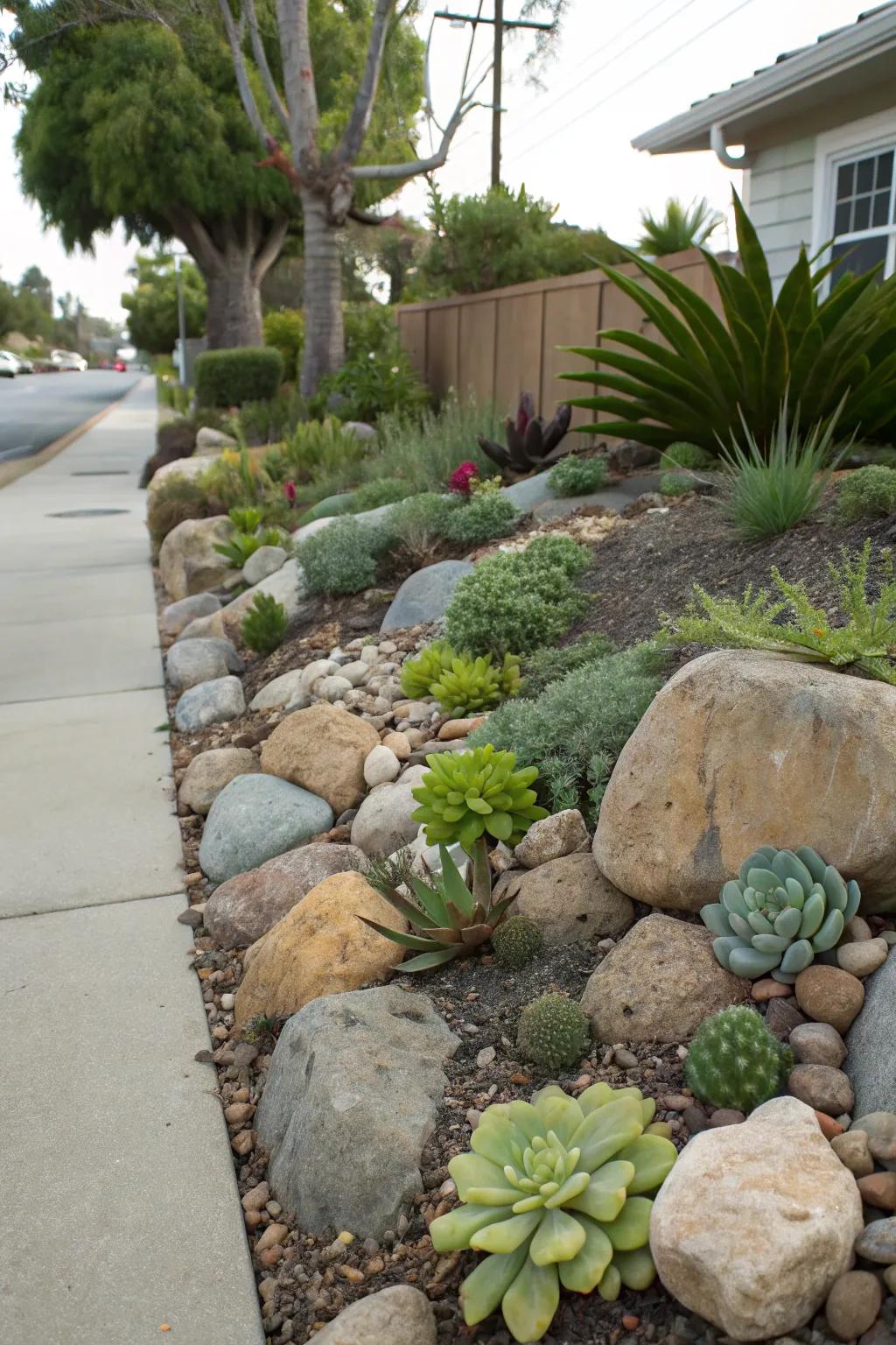 A mixed rock garden offers a striking and easy-to-care-for option.