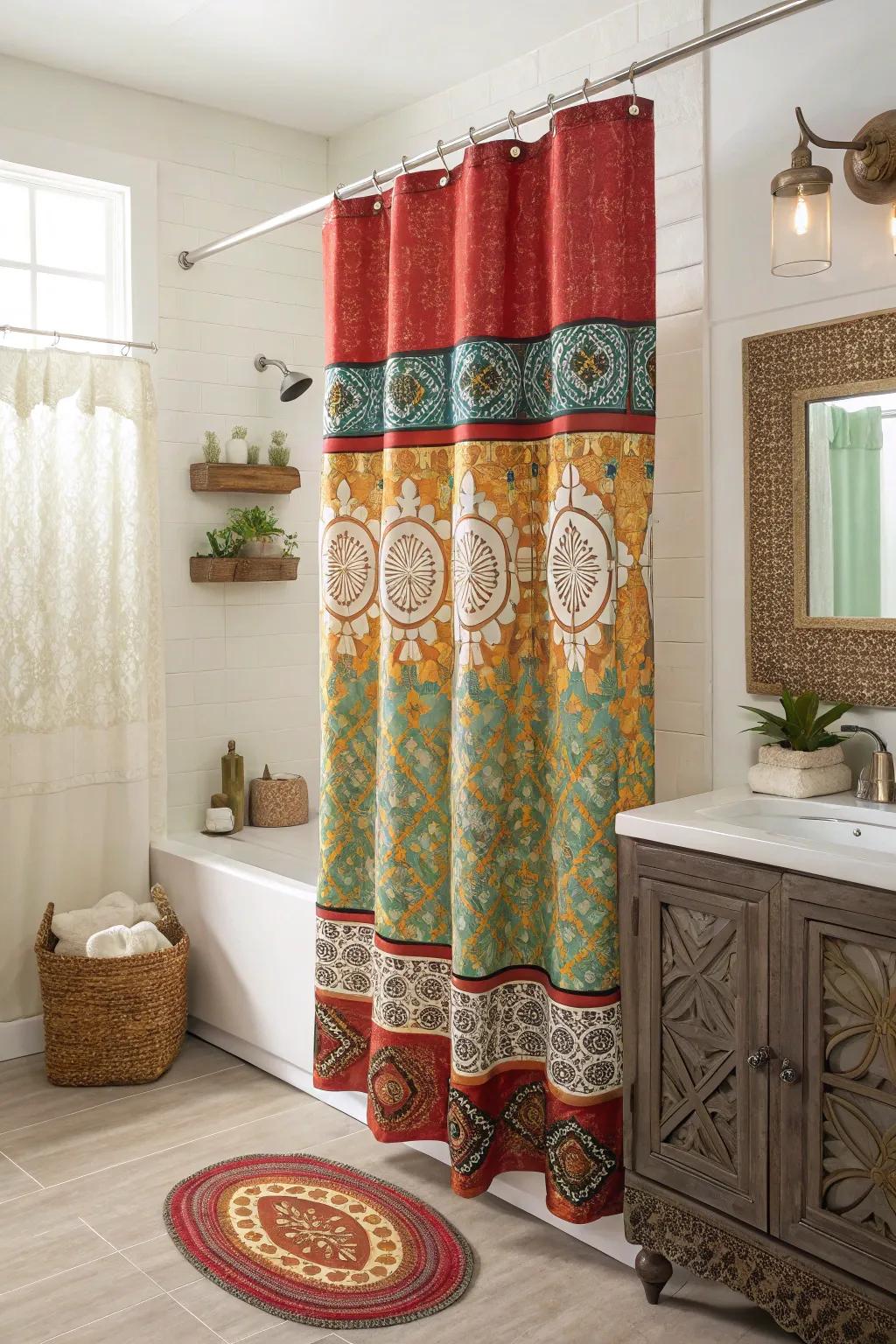 Themed shower curtains keep your bathroom decor fresh and lively.