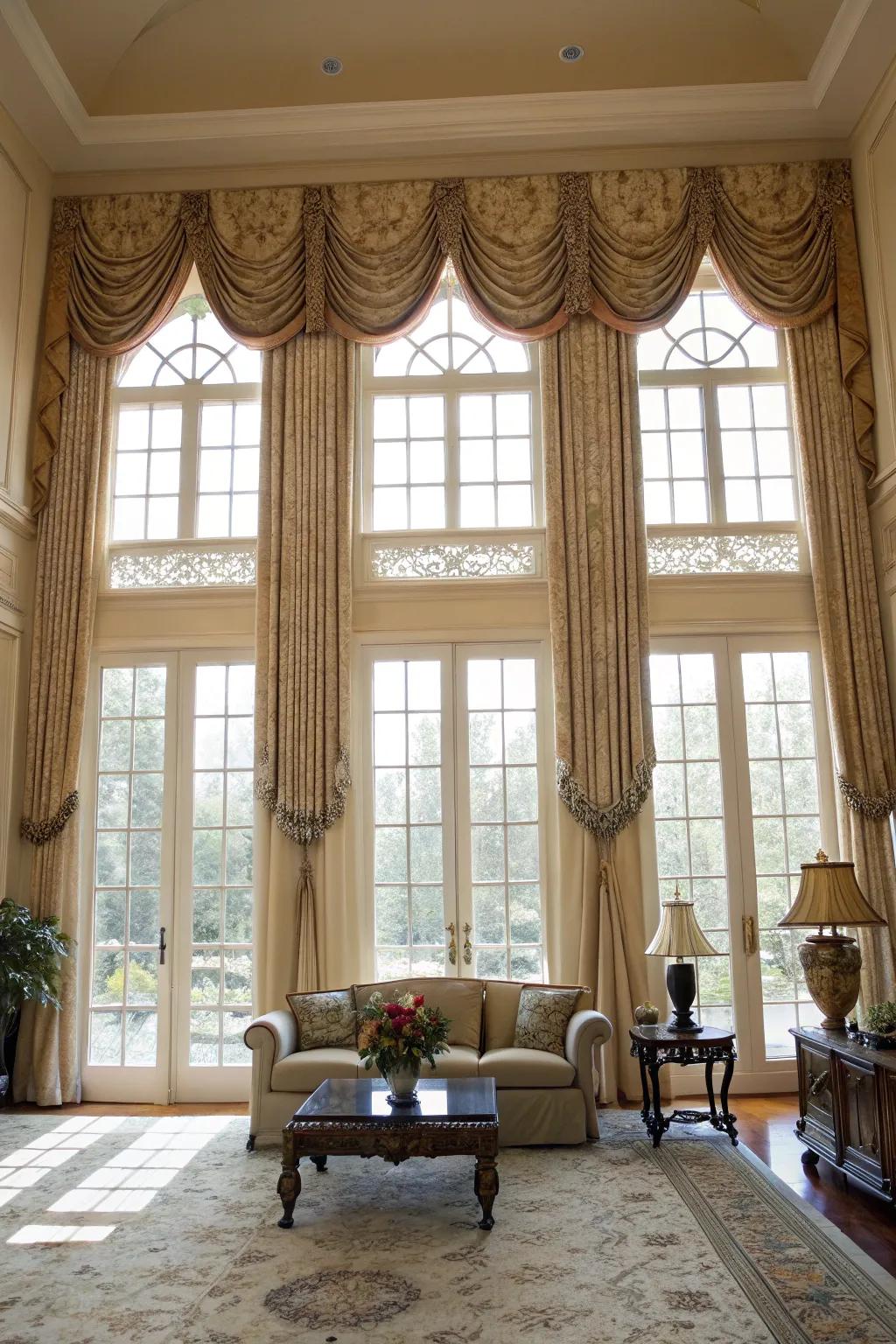Ornamental window trim brings a touch of formality.