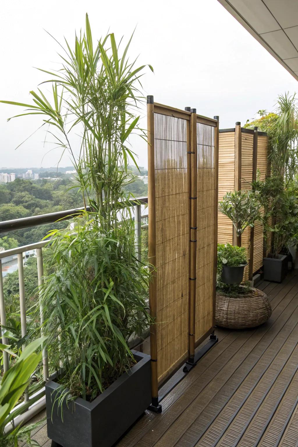 Verdant screens provide privacy while sustaining an open sensation.
