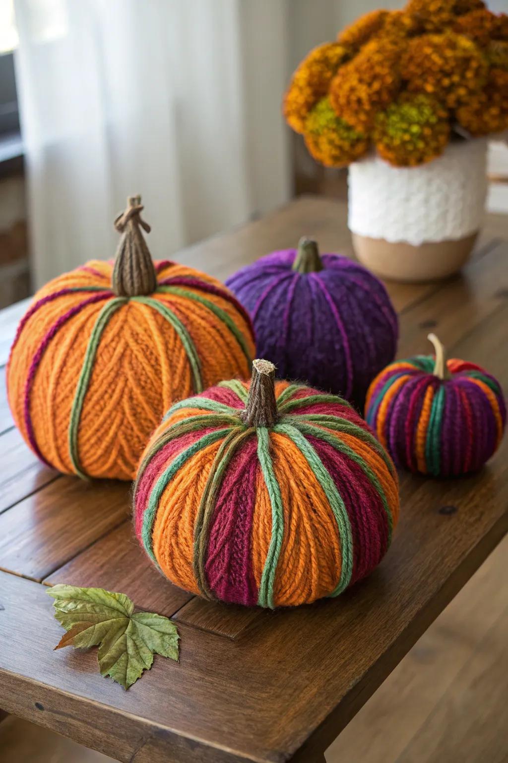 Snug strand-enrobed pumpkins that provide a gentle touch.