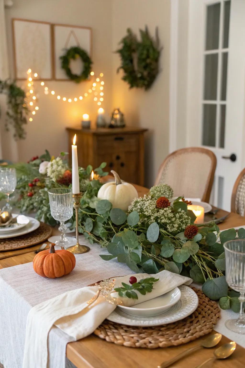 The inclusion of plant life injects an organic element to your Thanksgiving setup.