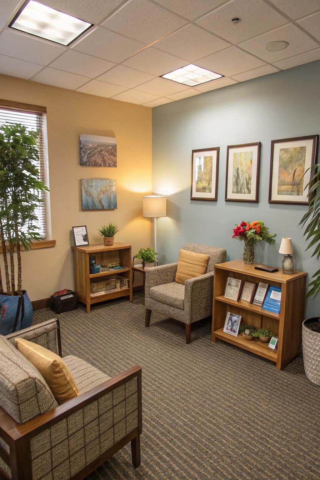 A structured area which offers an open and welcoming feeling.