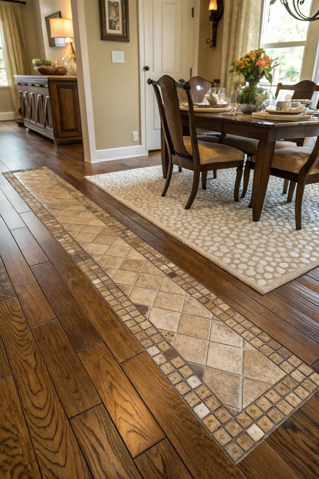 A tile carpet effect transitions beautifully into timber flooring.