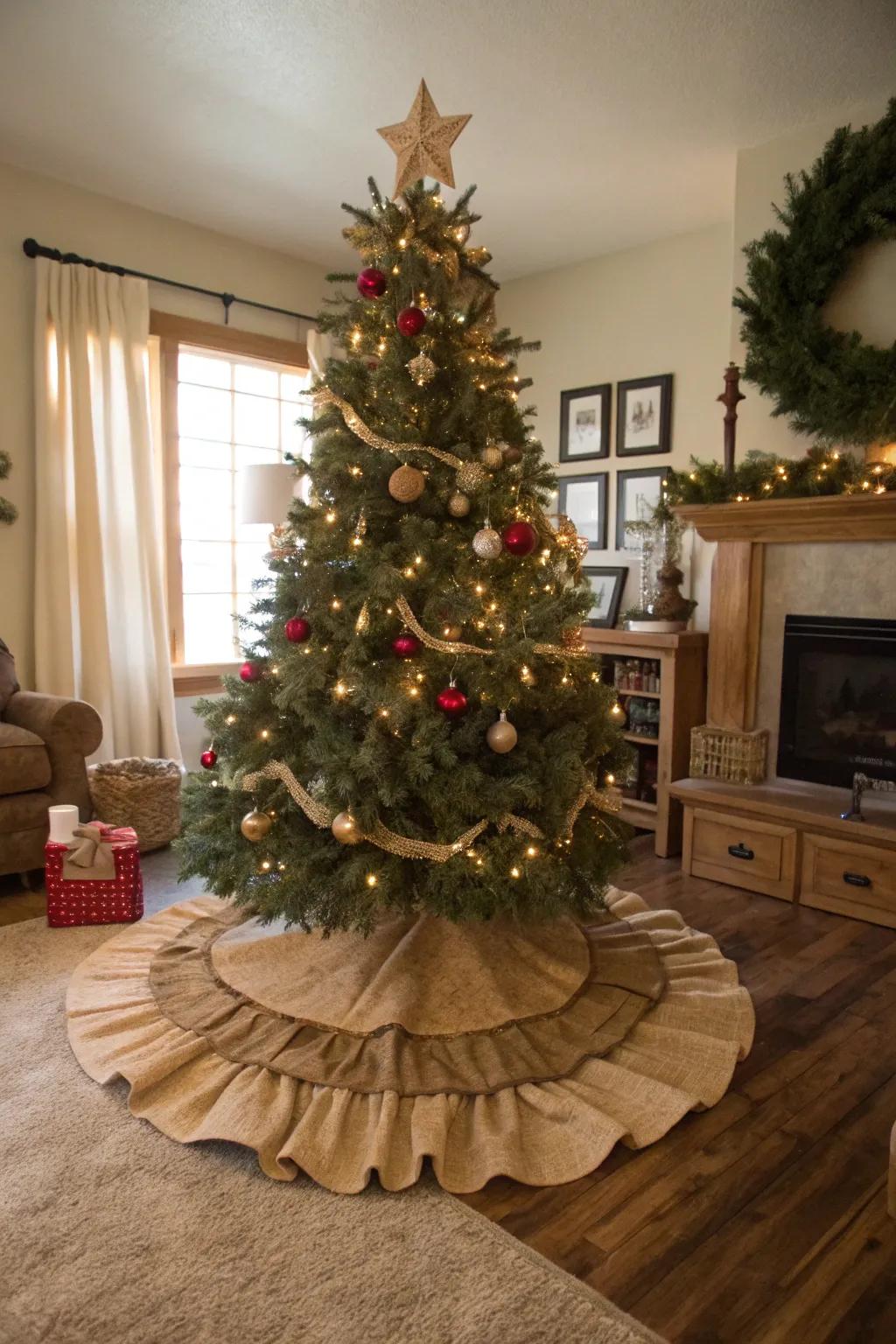Jute enhances a rustic charm to your holiday tree.