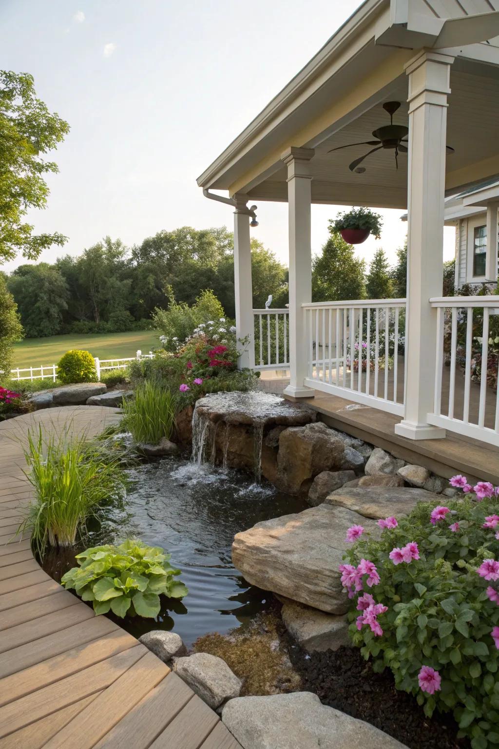 Import tranquility to your porch with a soothing water feature.