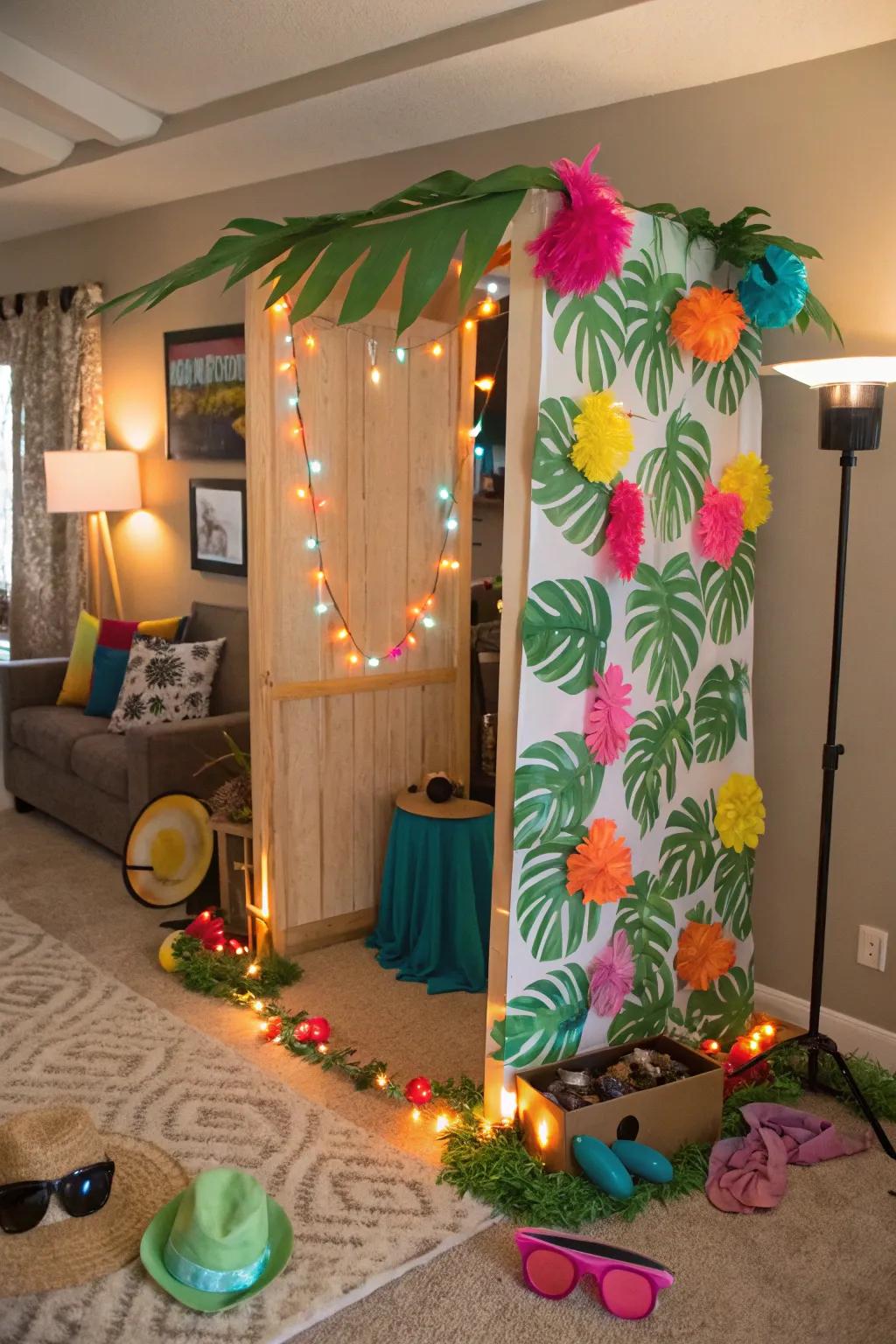 A DIY tropical photo exhibit contributes enjoyment to any concourse.