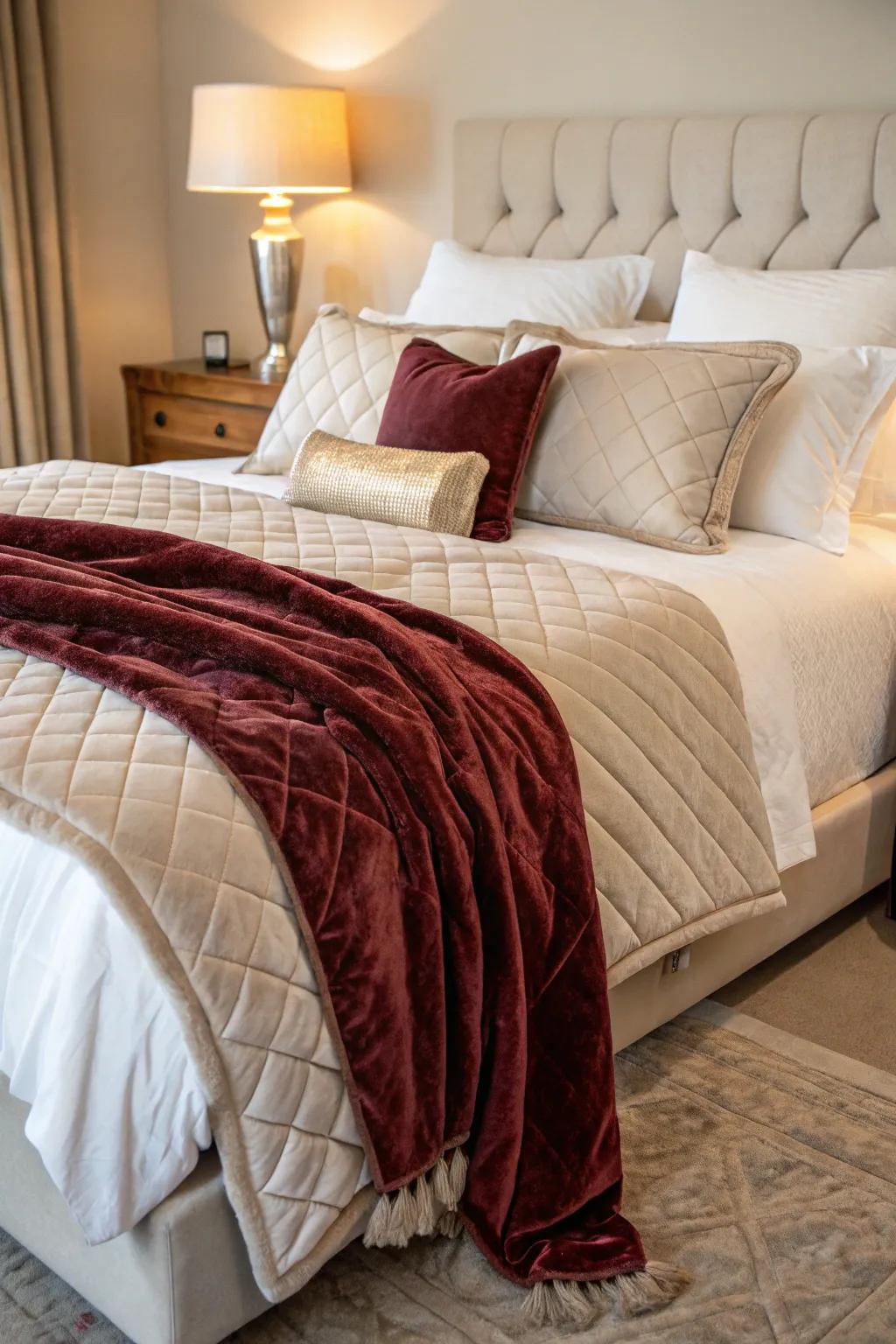Luxurious bedding appends coziness and elegance to your Tuscan bedroom.