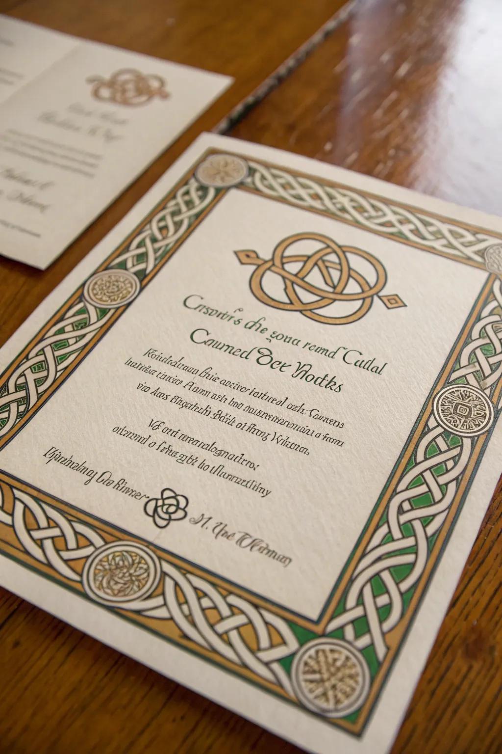 Cultural patterns append a meaningful element to invitations.
