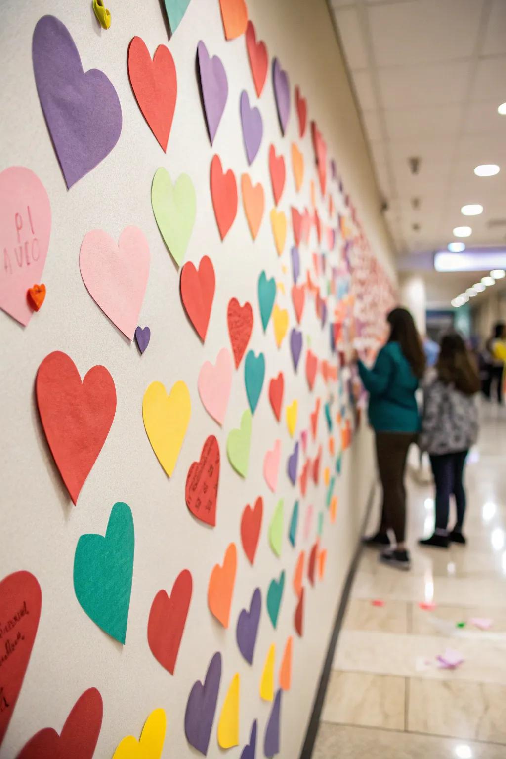 A joyful display of paper hearts