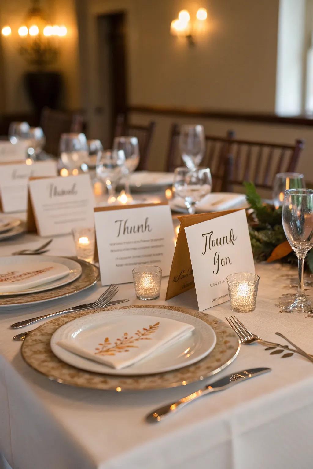 Gratitude cards designed for a personal sentiment.