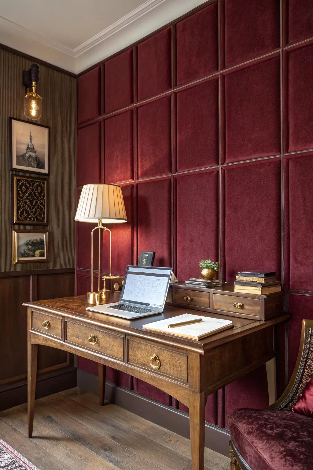 Silken wall panels merge extravagance with practicality.