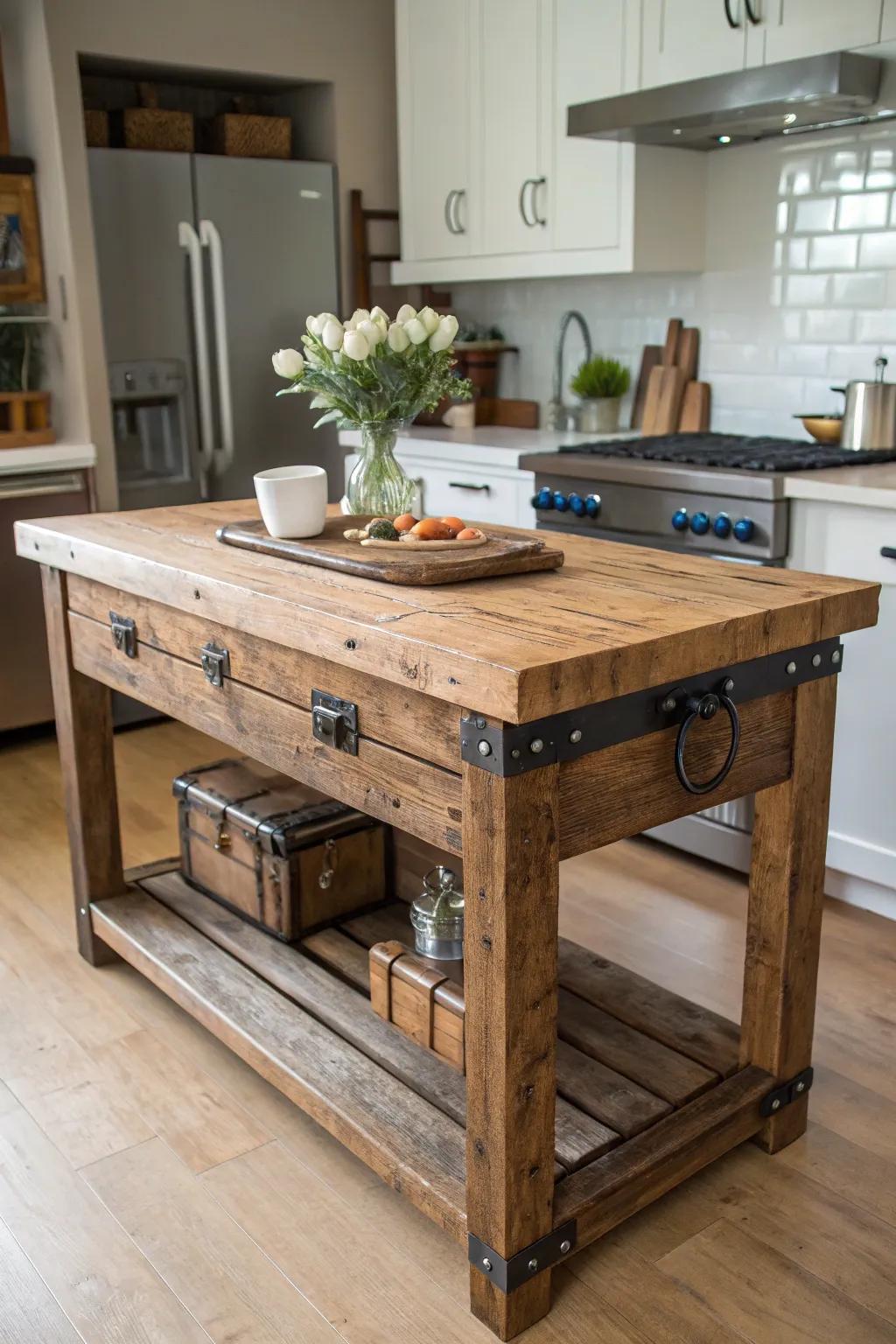Reclaimed articles infuse profundity and chronology into your kitchen's ambiance.