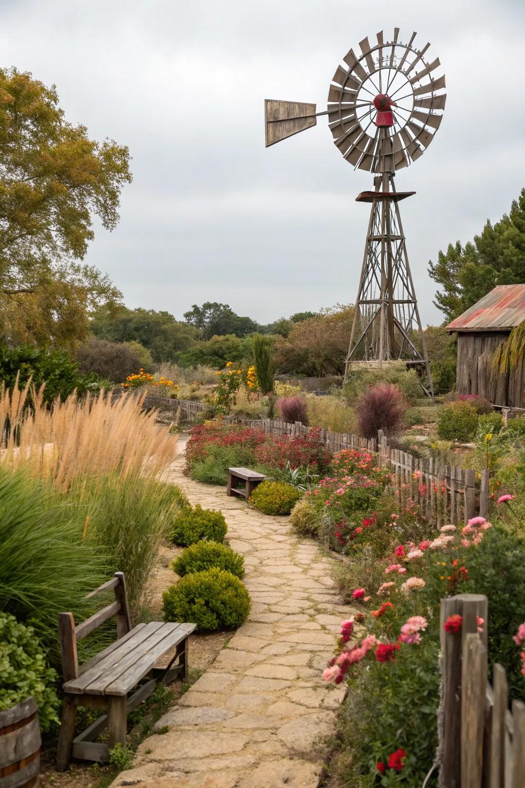 Establish a whimsical attribute within your garden with an exterior pinwheel.