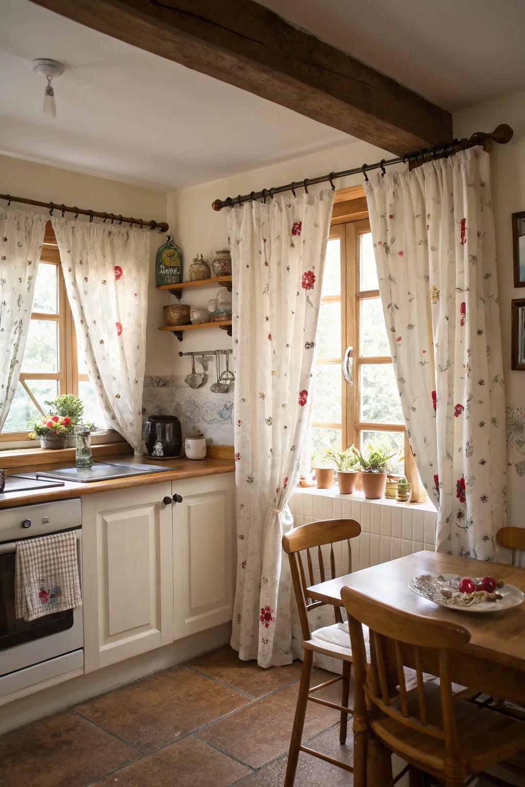 Cafe curtains add charm and privacy to your kitchen.