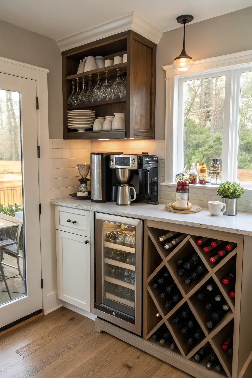 Construct a multi-use area by integrating wine preservation with other purposes.