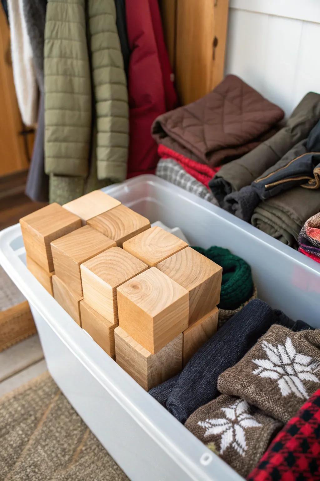 Keep apparel smelling delightful and sheltered with aromatic cedar pieces.