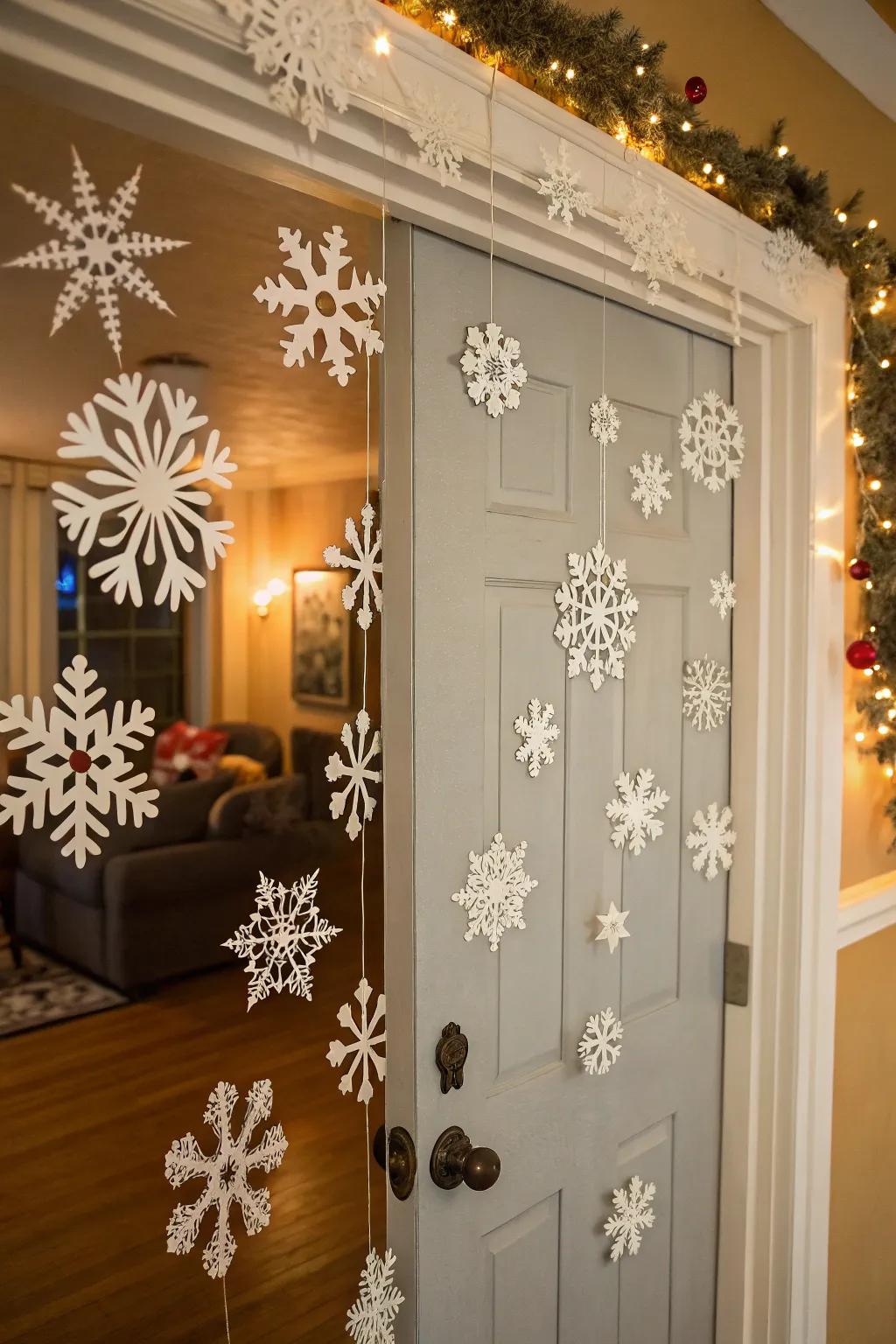 Snowflake shapes deliver winter quirkiness to your doorway.