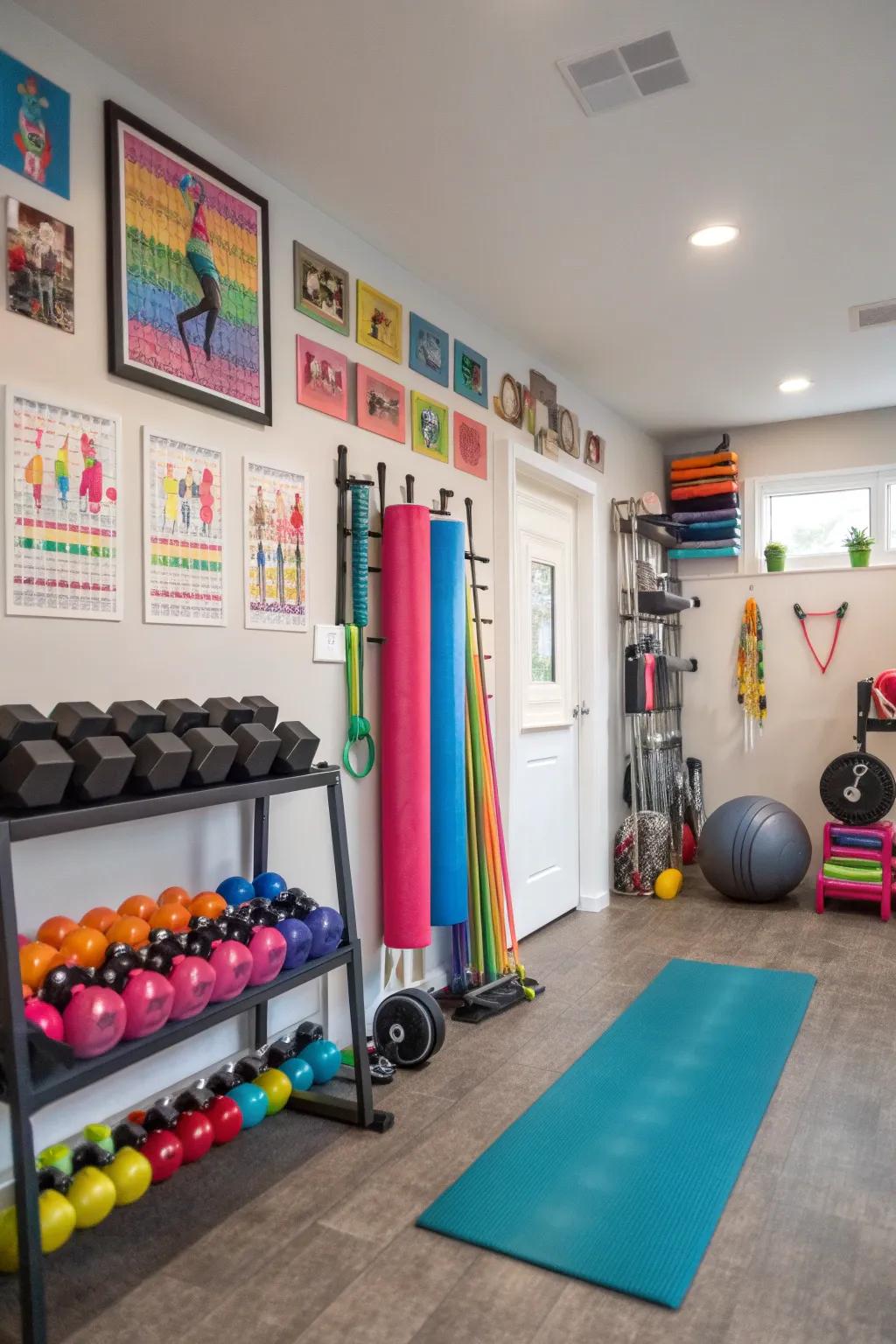A fitness oasis for workouts at home.