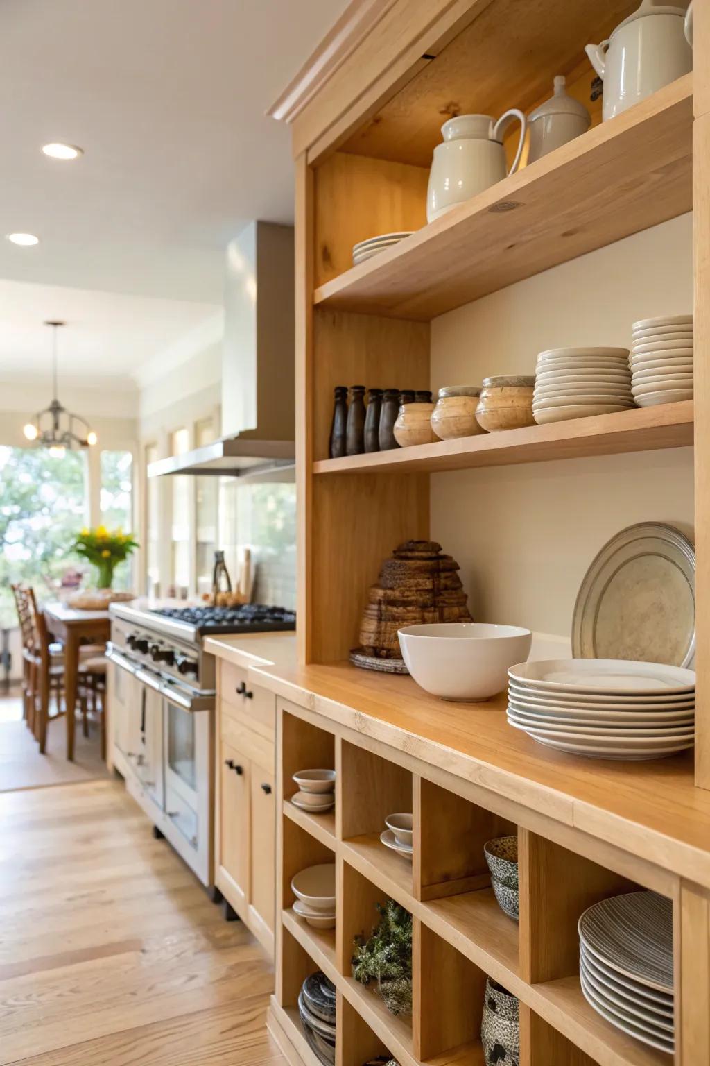 Maple wood countertops delivering a bright and airy accent.