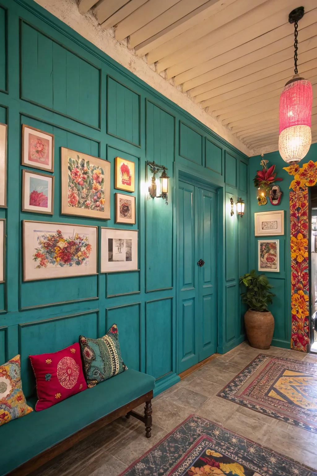 Painted wood panels inject a playful burst of color into any room.