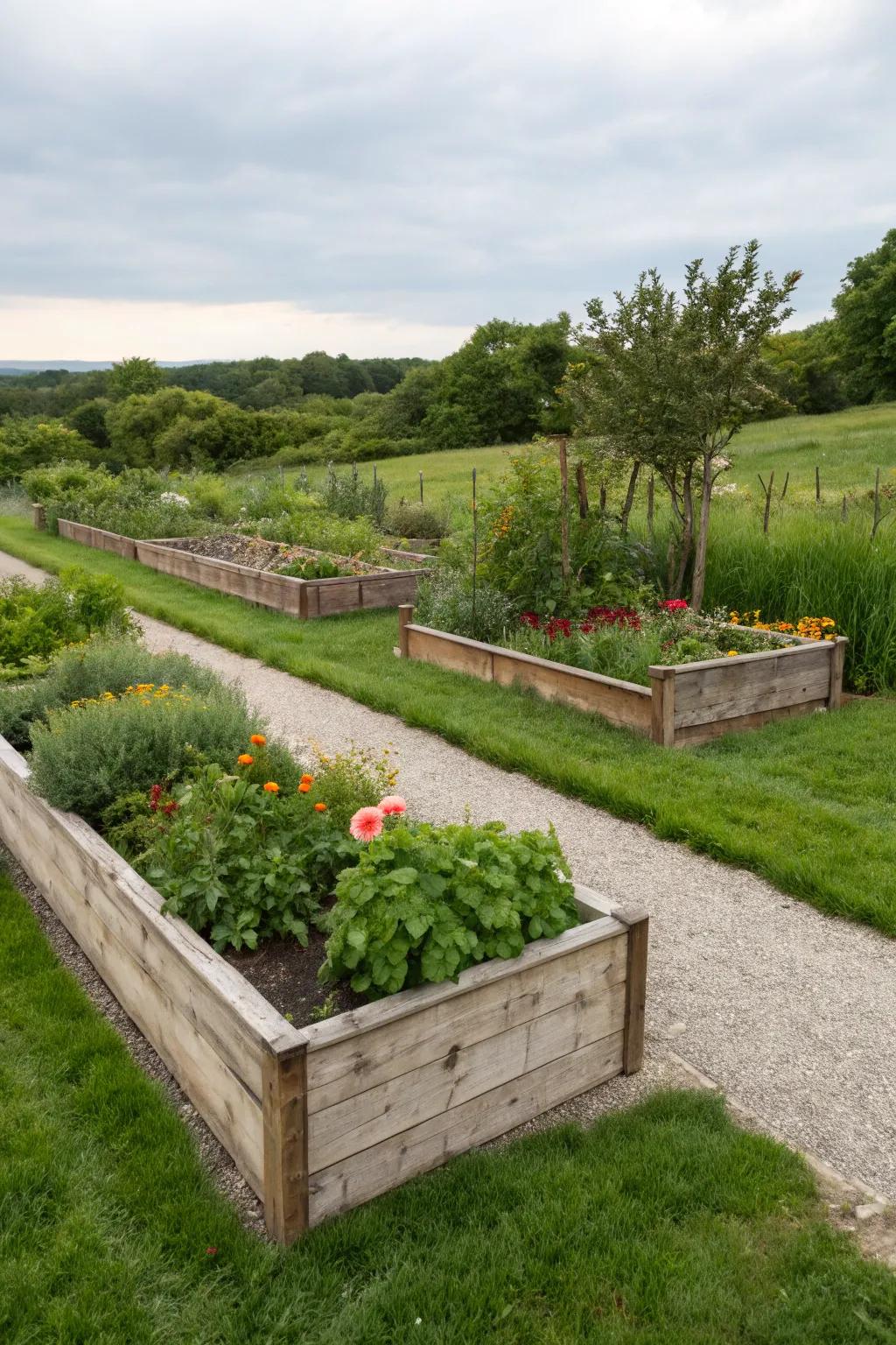 Blend your garden beds into natural surroundings.