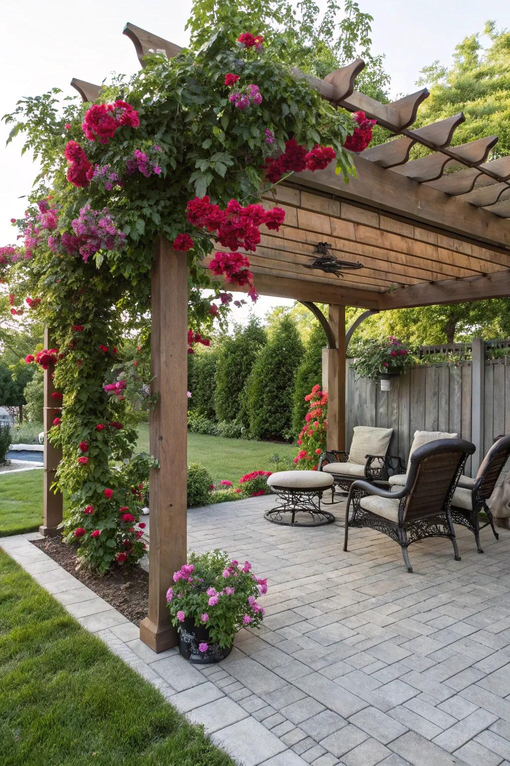 A charming pergola offering shade and a dash of elegance.