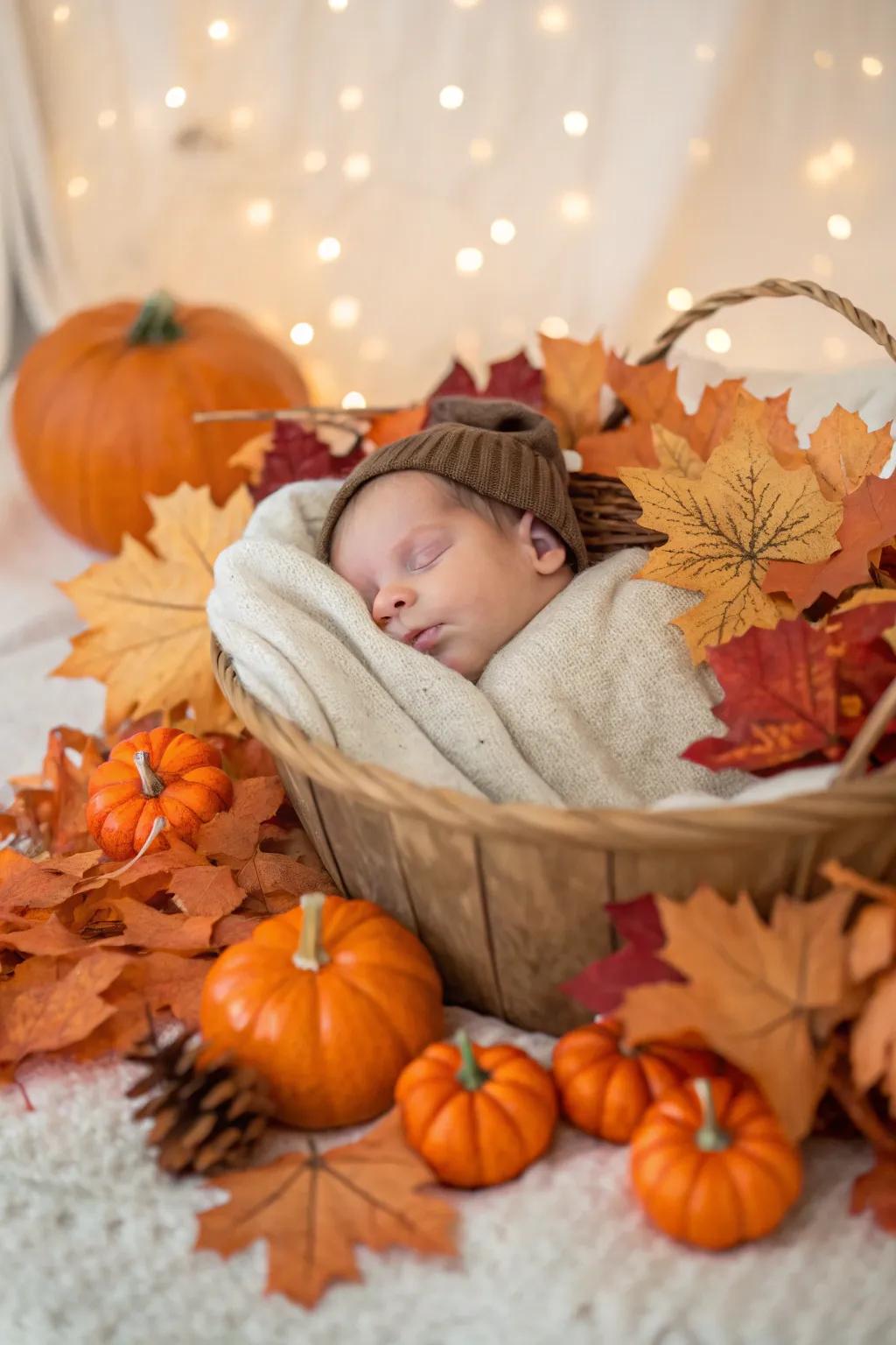 Seasonal motifs contribute a contextual narrative to your baby's images.