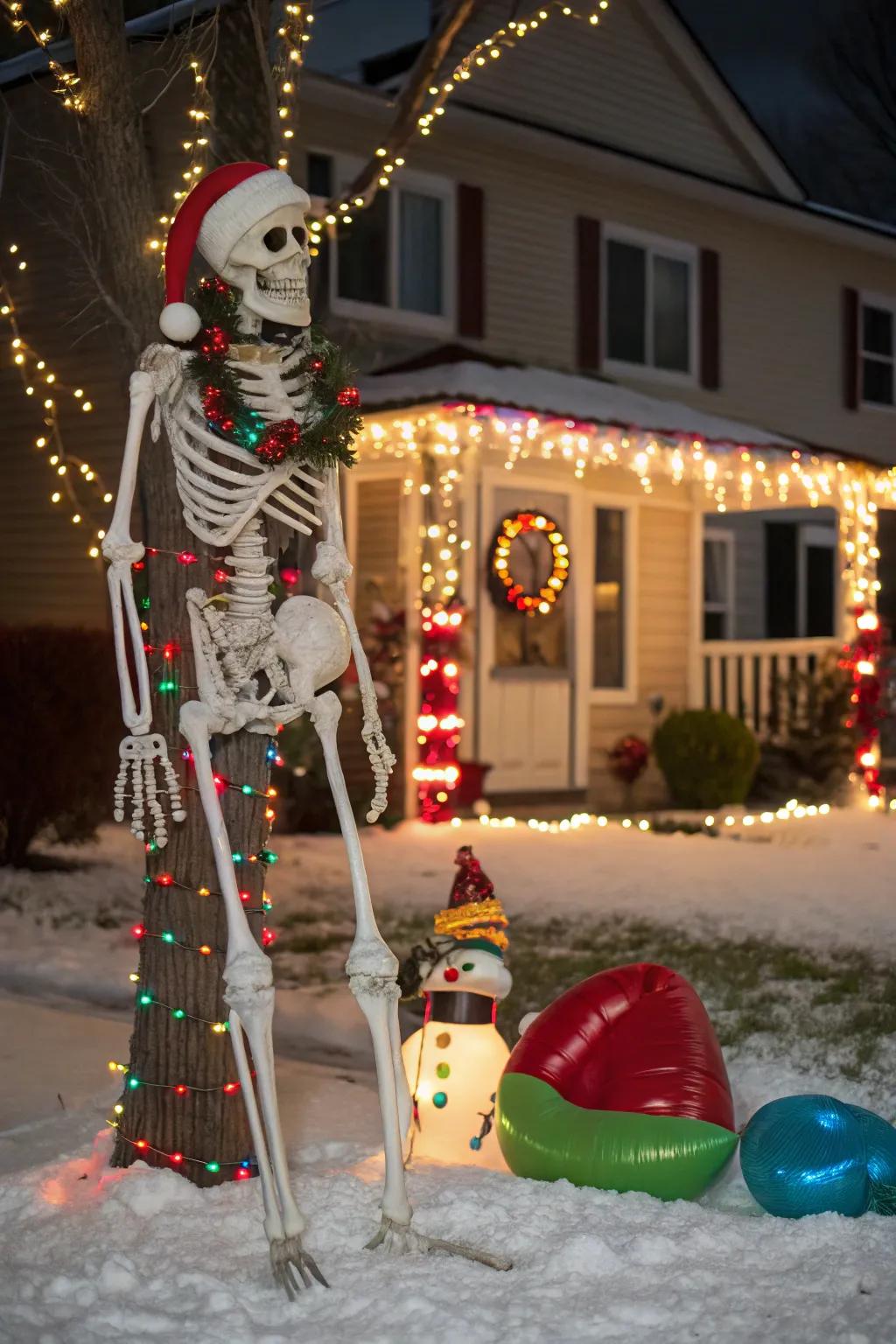 A versatile skeleton dressed for multiple festivals.