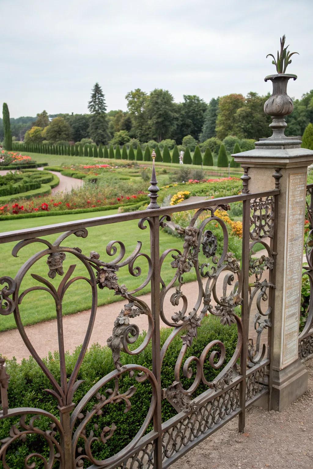 Ornamental metalwork fencing combines security with artistic flair.