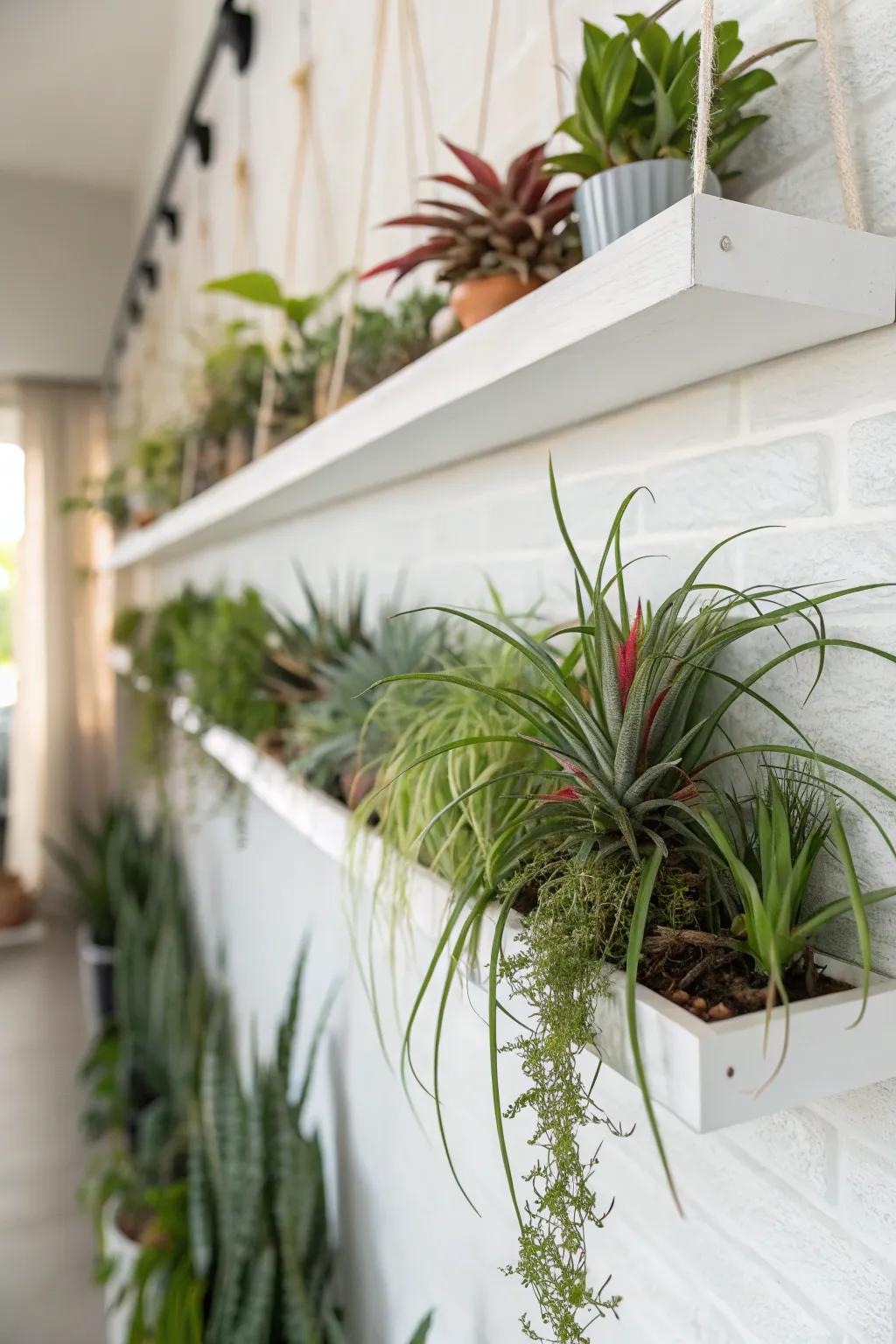 Elevated ledges present a simple avenue for displaying air plants gracefully.