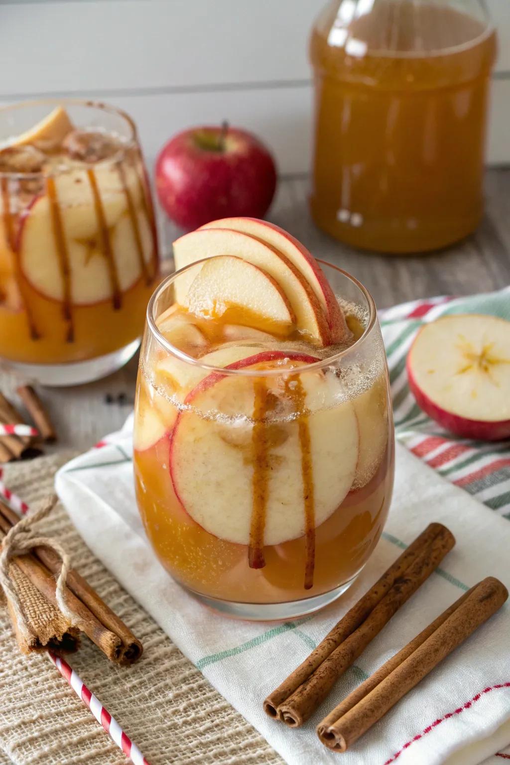 Caramel apple cider punch tailored for a saccharine extravagance.