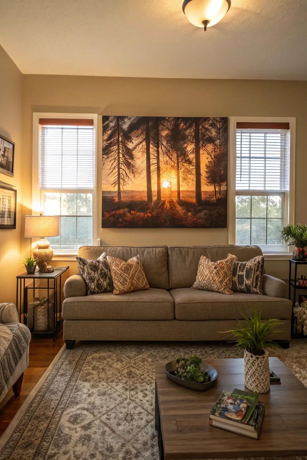 Positioning art above furniture establishes an alluring focal point, enhancing the overall aesthetic of any room.