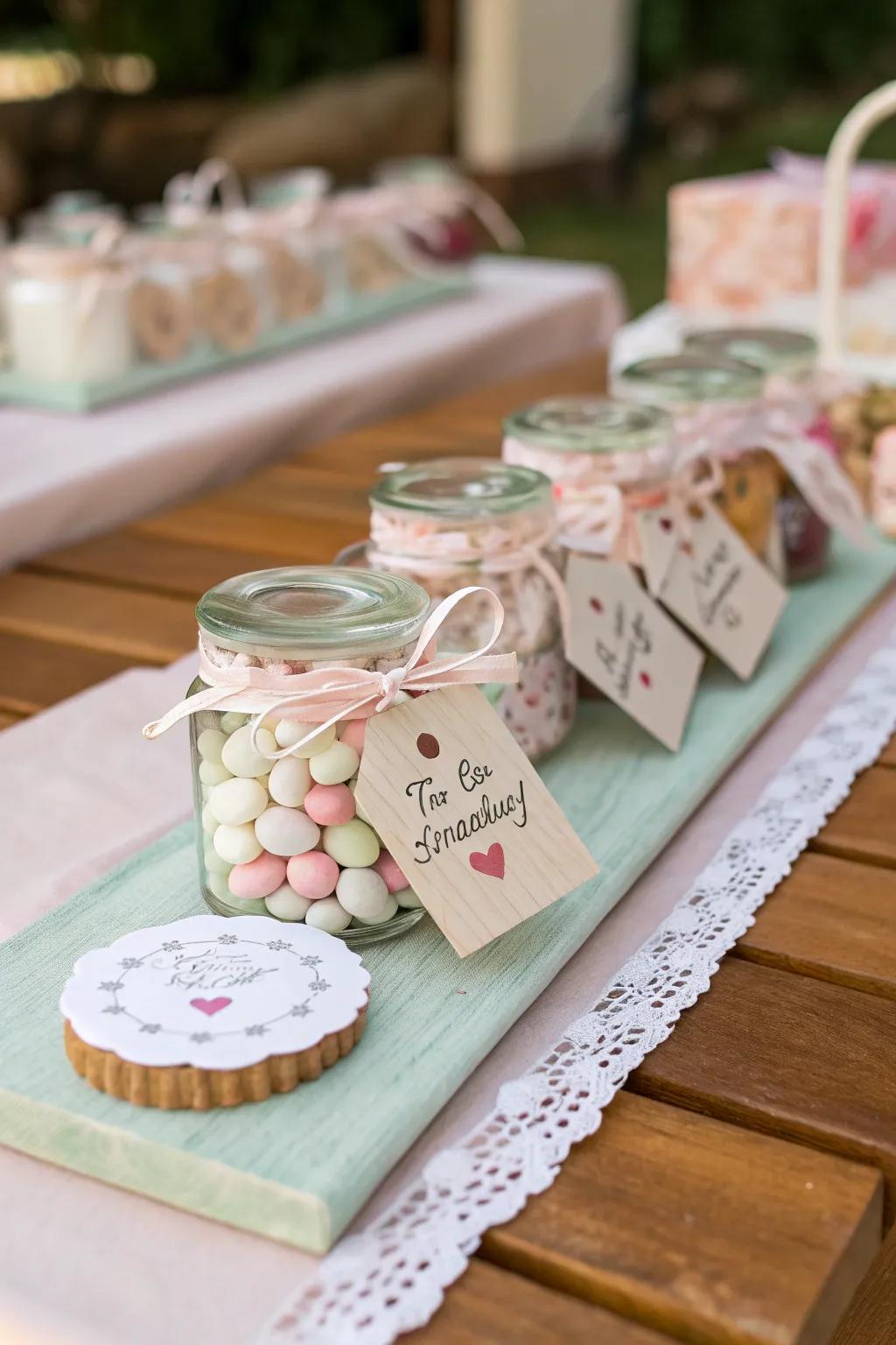 Individualized tokens render heartfelt wedding mementos.