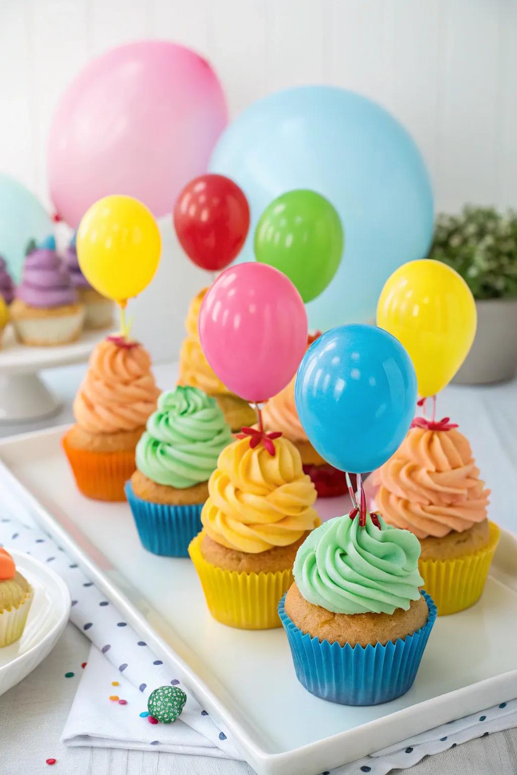 Orb-themed cupcakes add a splash of fun to the celebration.