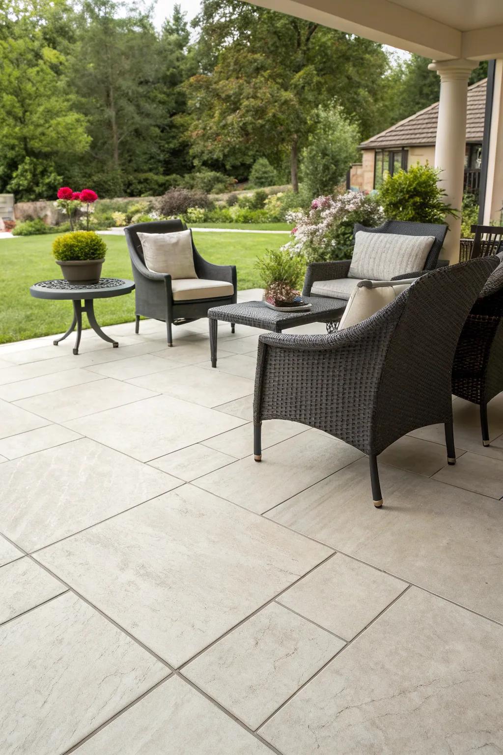 Porcelain tiles inject a hint of grace and sophistication into patios.