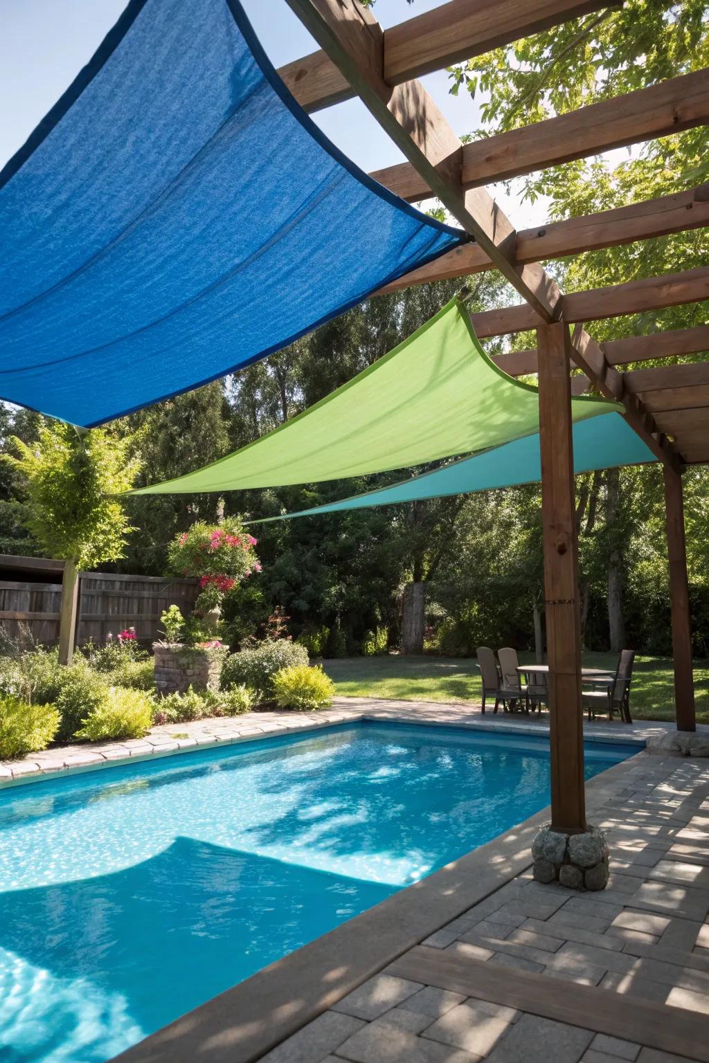 Shade sails ensure adaptable and stylish sunlight protection.
