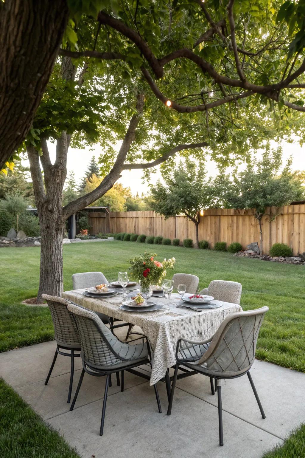 Outdoor dining areas facilitate unforgettable meals beneath the sky.