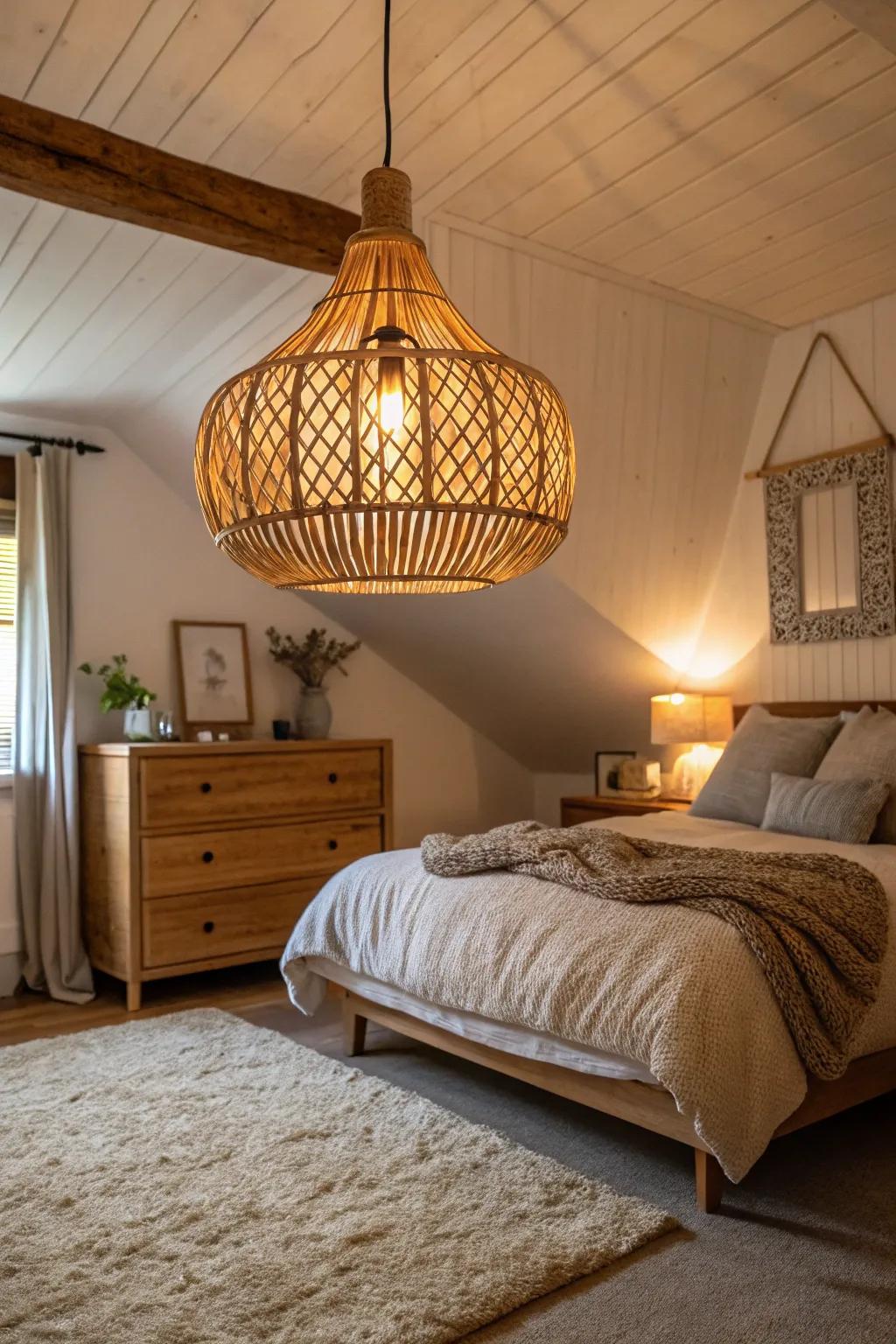 Statement lighting adds artful illumination.