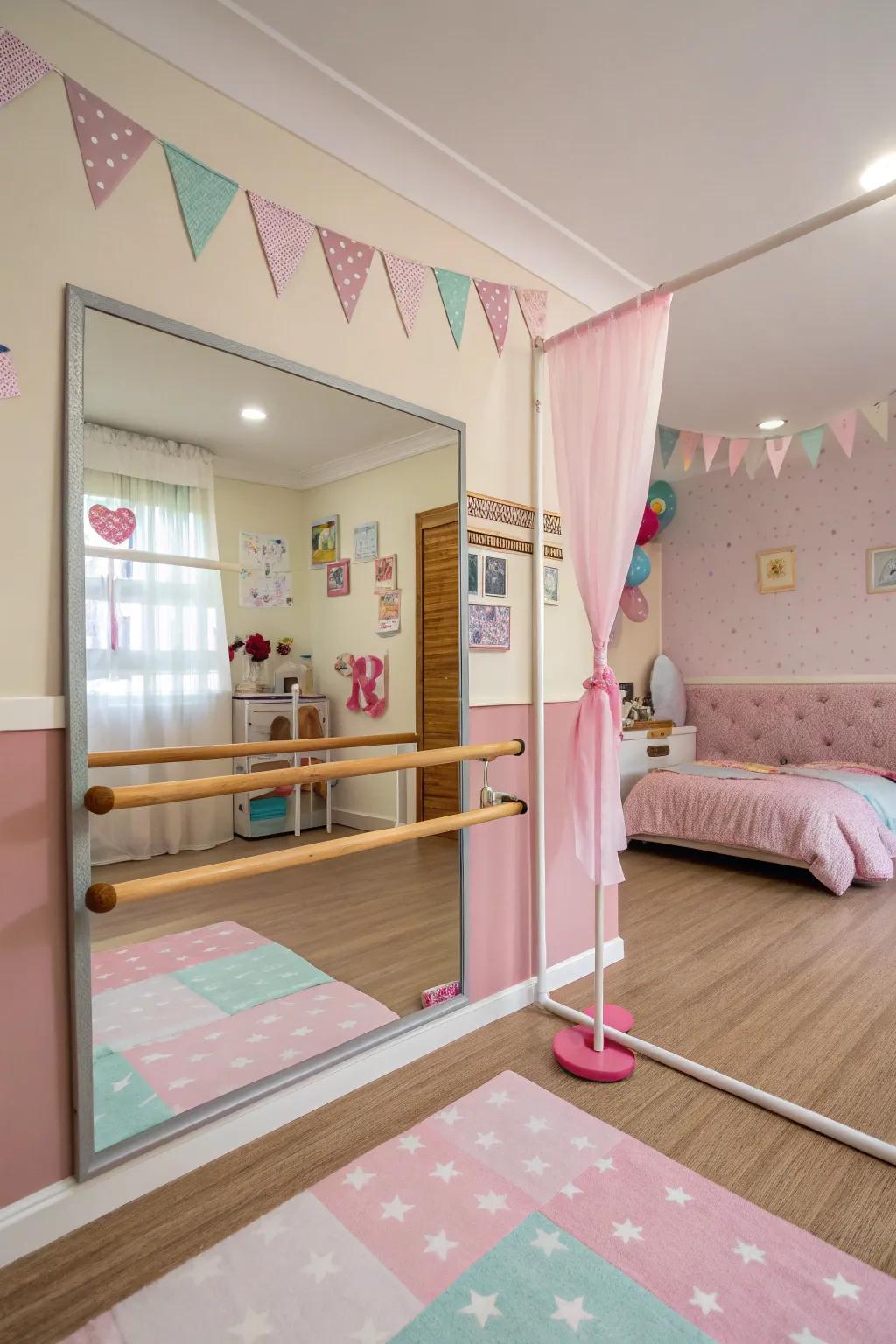 A dance practice nook cultivates creativity and fervor.