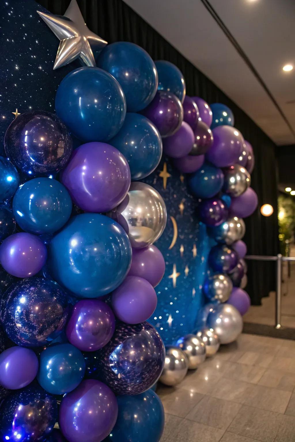 A cosmic galaxy balloon landscape ideal for starlit events.