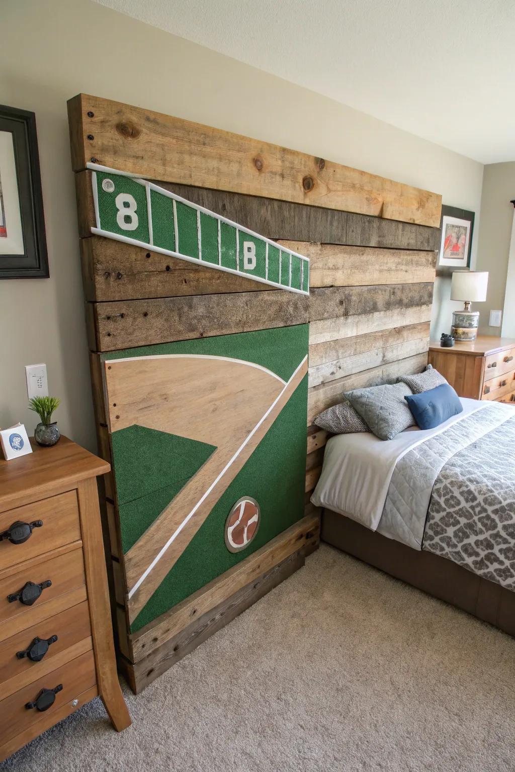 Add a personal touch with a DIY rounders headboard.