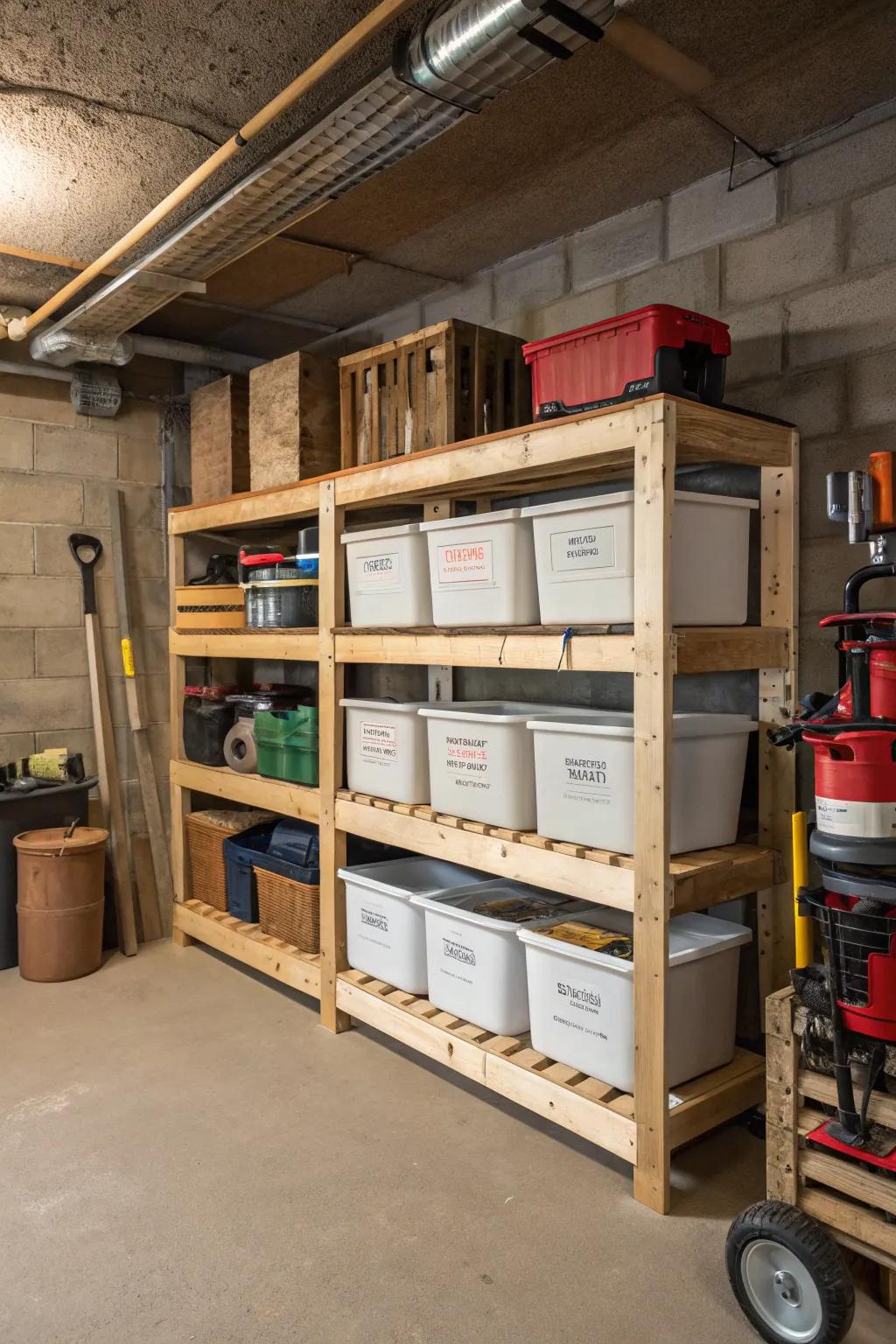 DIY pallet shelving delivers an economical and rustic storage alternative.