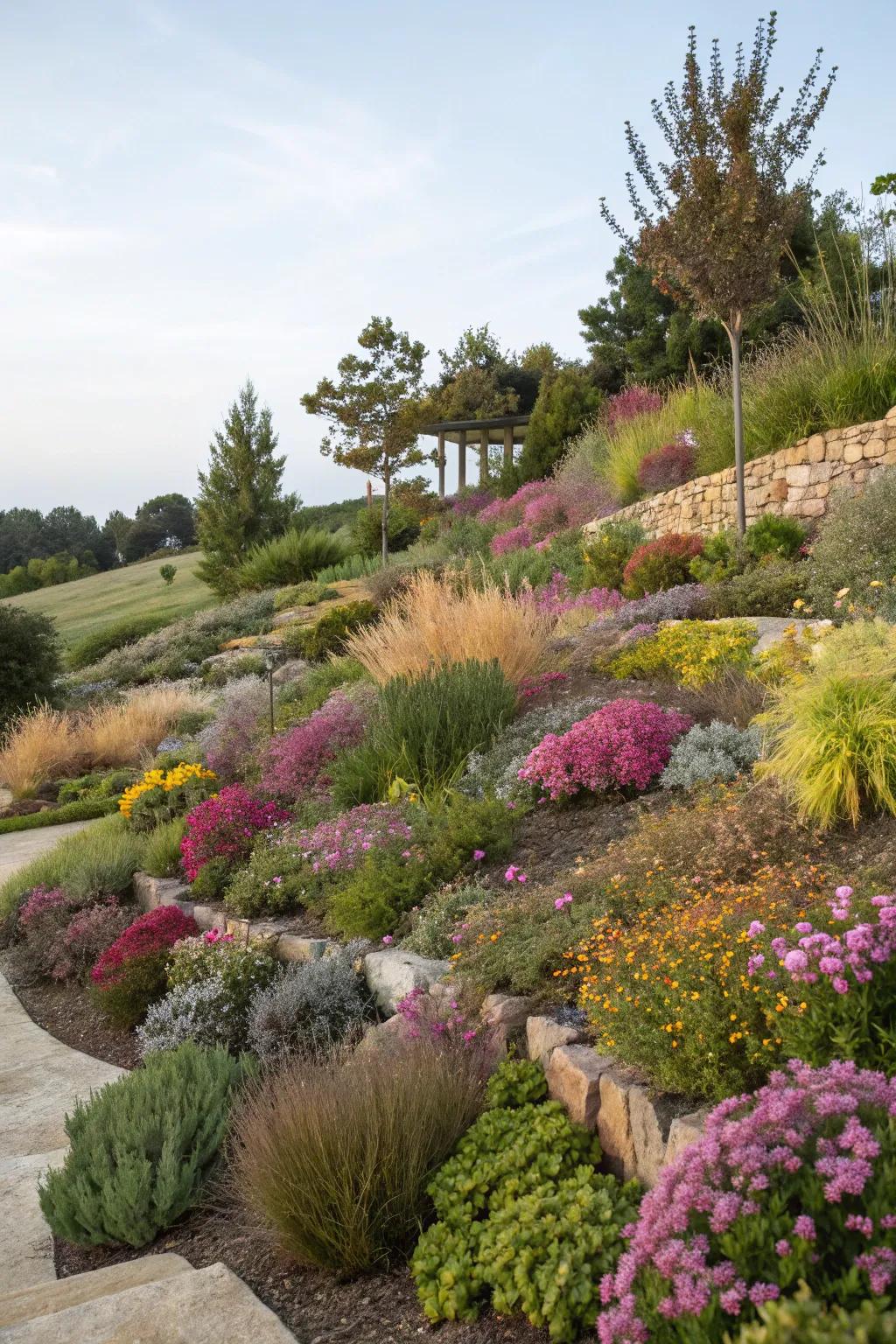 Layered plants add dimension and variety to the garden.