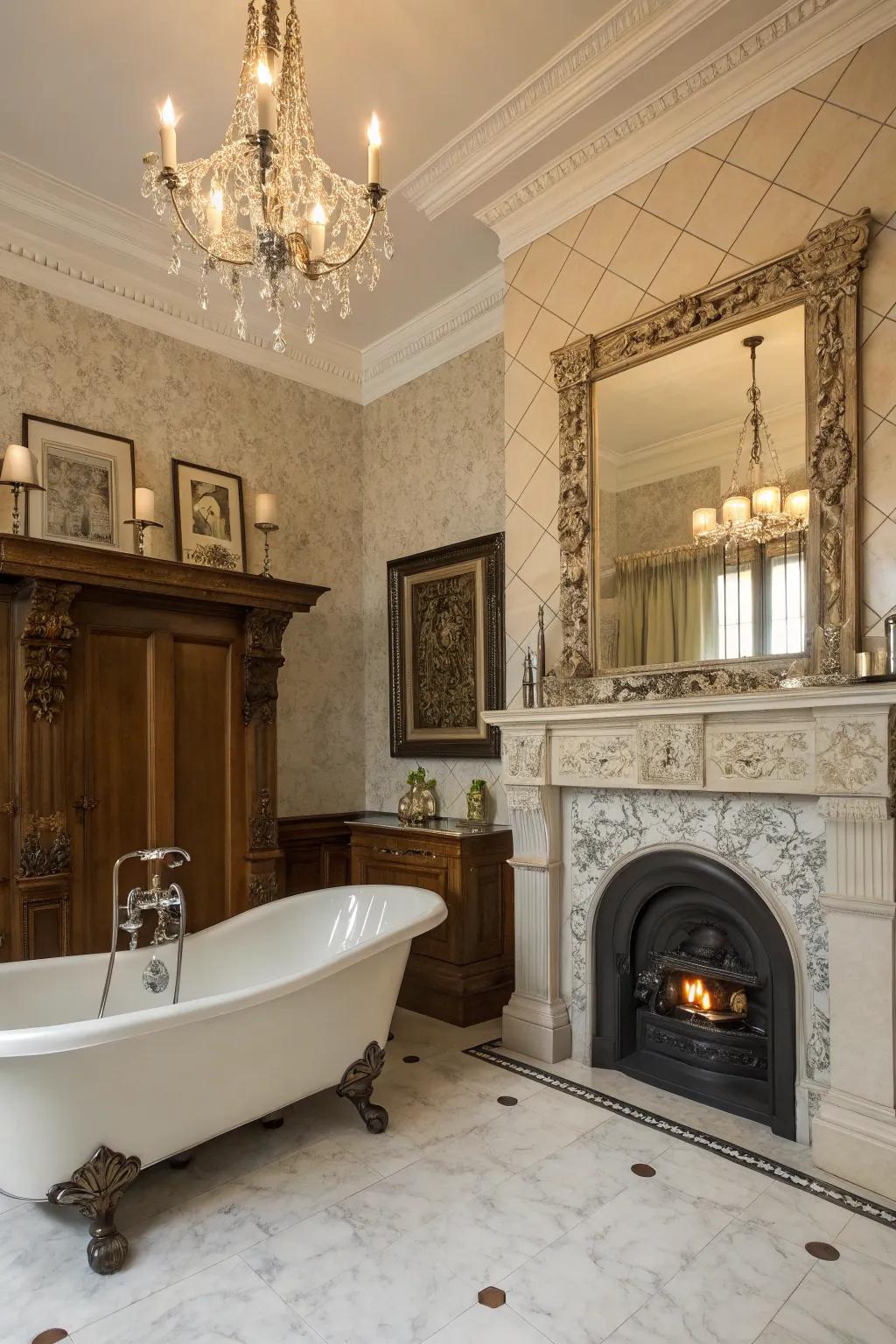 Victorian opulence enriched by a captivating hearth.