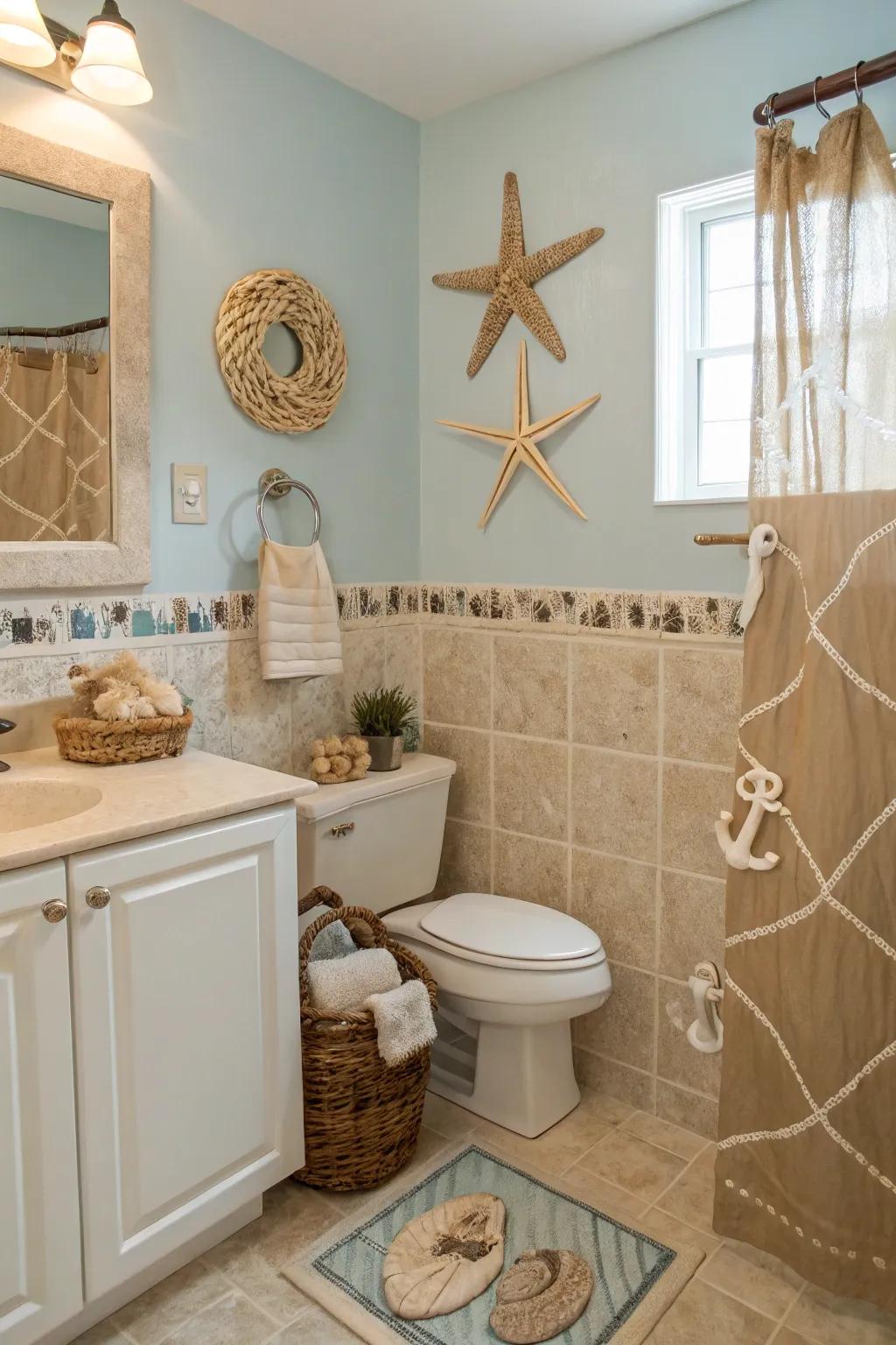 Achieve a cohesive look using consistent bathroom themes.