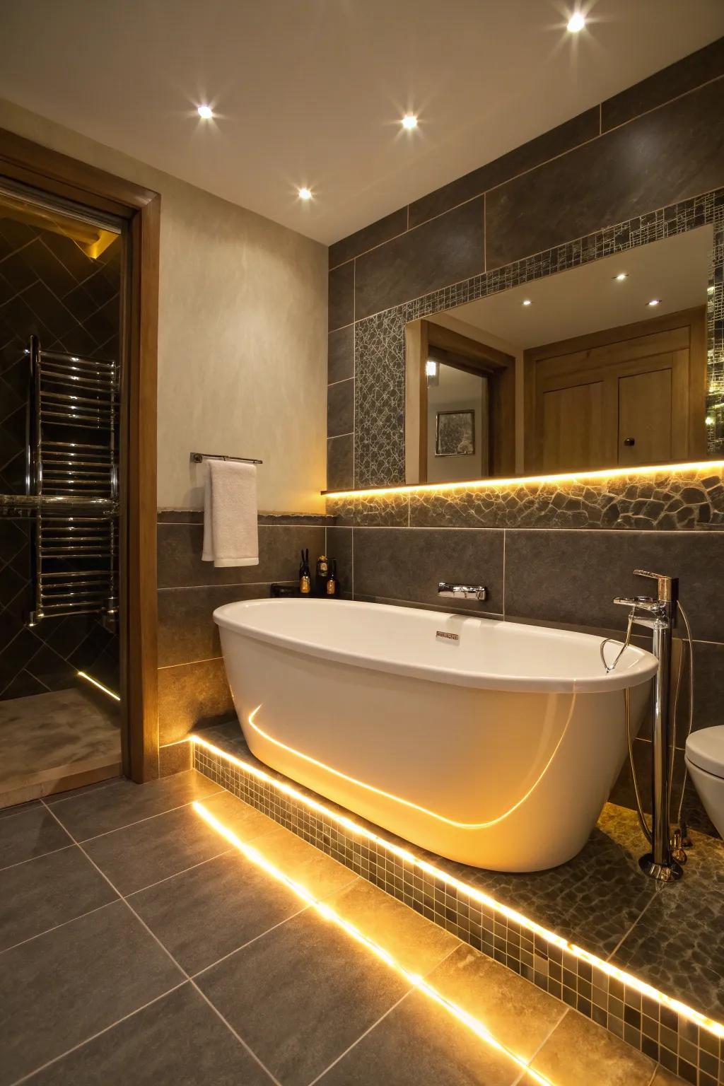 Heighten your bathroom's essence using embellished illumination.