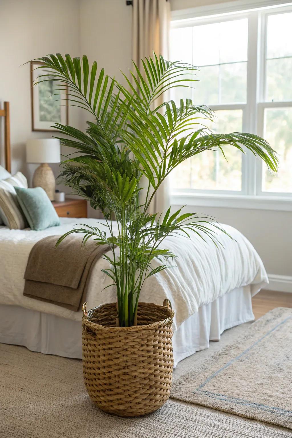 Tropical plants bring a hint of greenery and life to your bedroom.