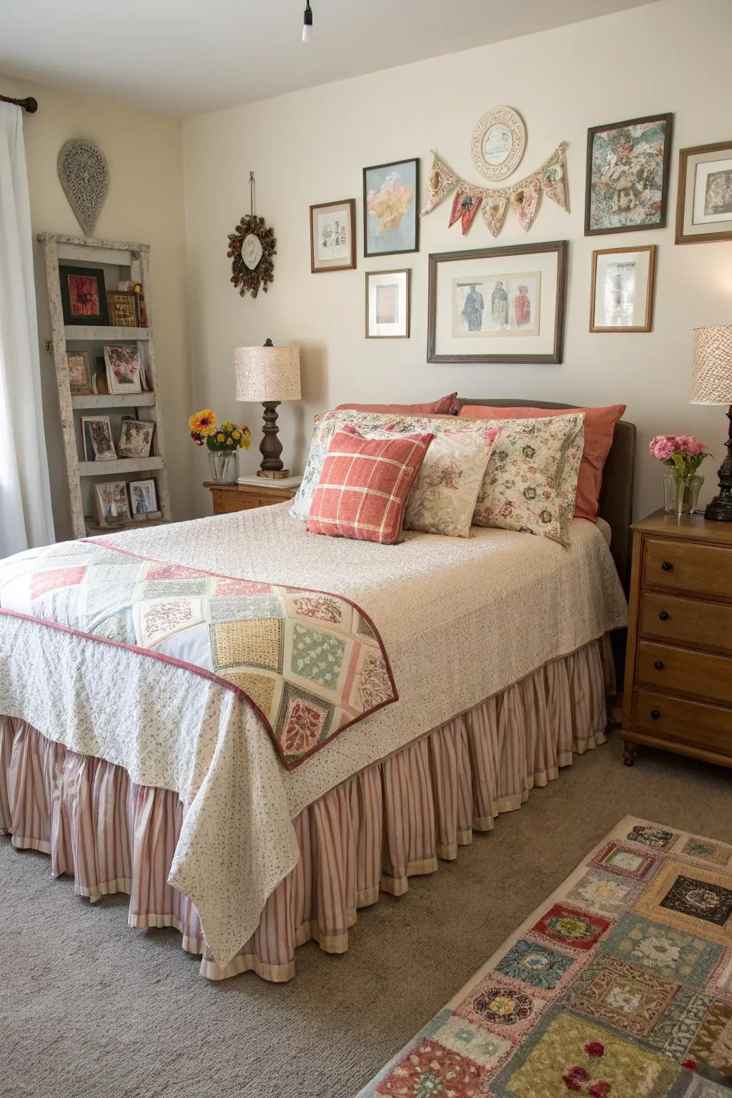 Mixing fabrics can create a unique and harmonious bedroom aesthetic.